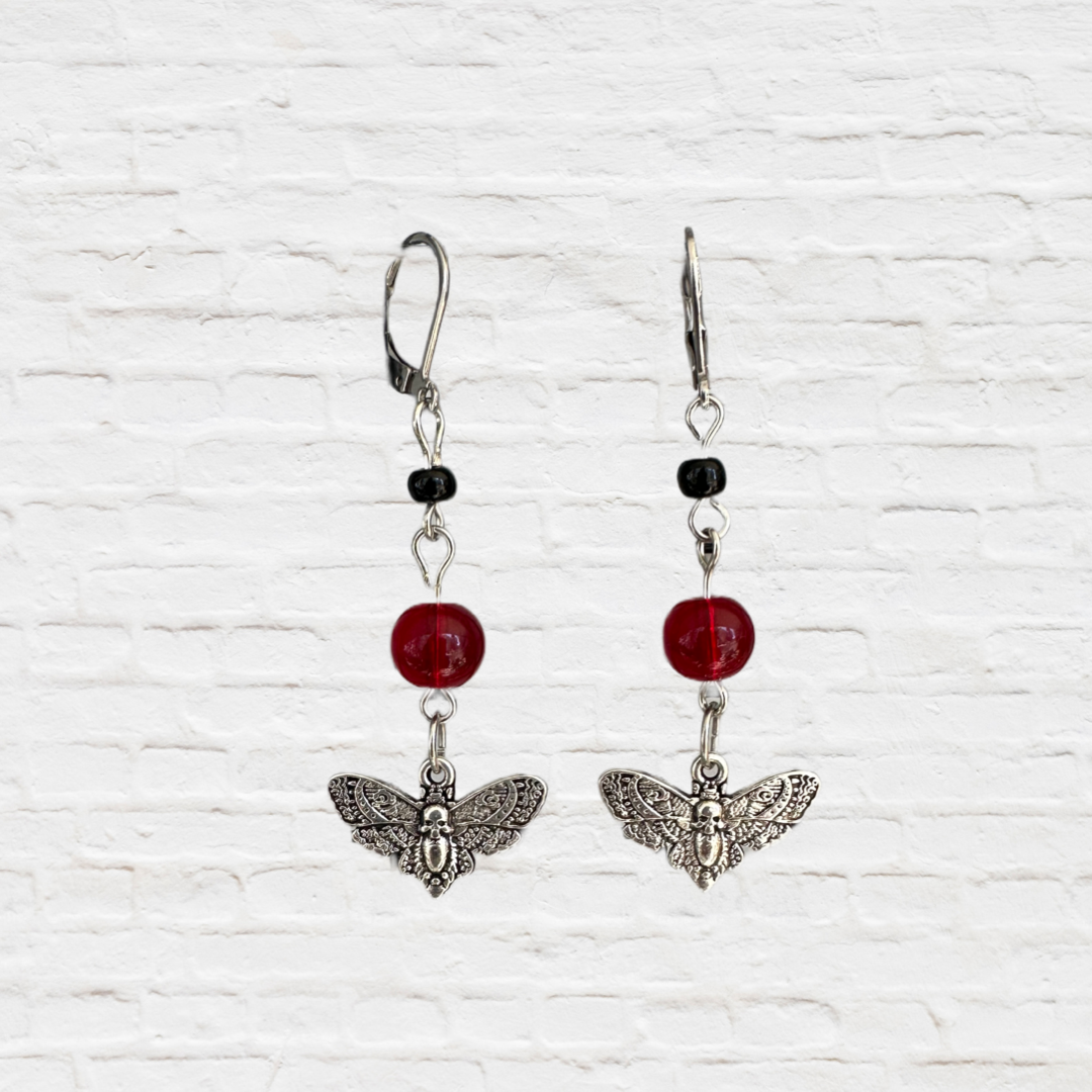 Dead Head Moth Drop Earrings