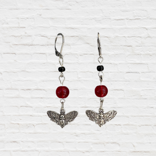 Dead Head Moth Drop Earrings